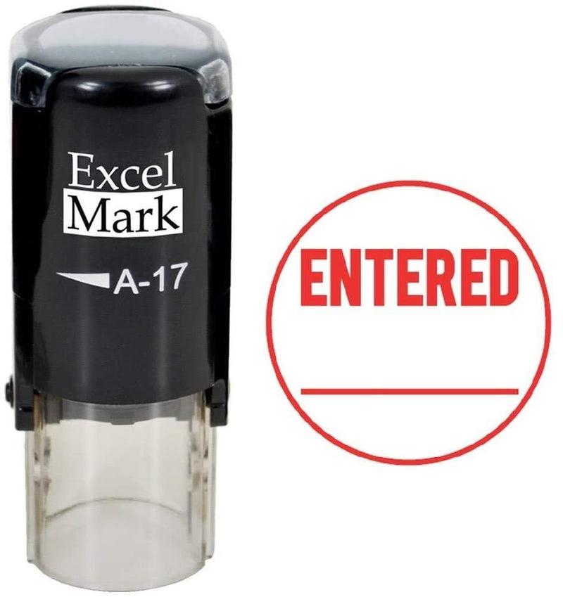 Entered - ExcelMark Self-Inking Rubber Stamp - A17 Red Ink