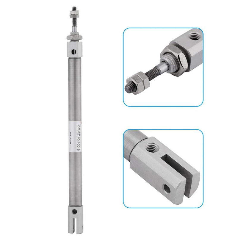 Pneumatic Air Cylinder, Double-Acting Cylinder 10mm Diameter 100mm Stroke Pressure 1Mpa Made of Stainless Steel