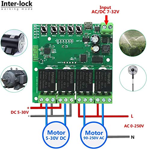 Newgoal 4-Channel WiFi Smart Switch Relay Module, TUYA/Smart Life App for Smart Home Remote Control, Momentary Time Adjustable, Compatible with Alexa/Google Assistant DC4-Tuya