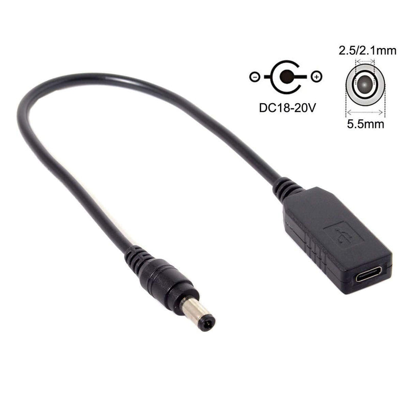 Cablecc USB 3.1 Type C USB-C to DC 20V 5.5 2.5mm & 2.1mm Power Plug PD Emulator Trigger Charge Cable for Laptop DC 5.5-2.5MM