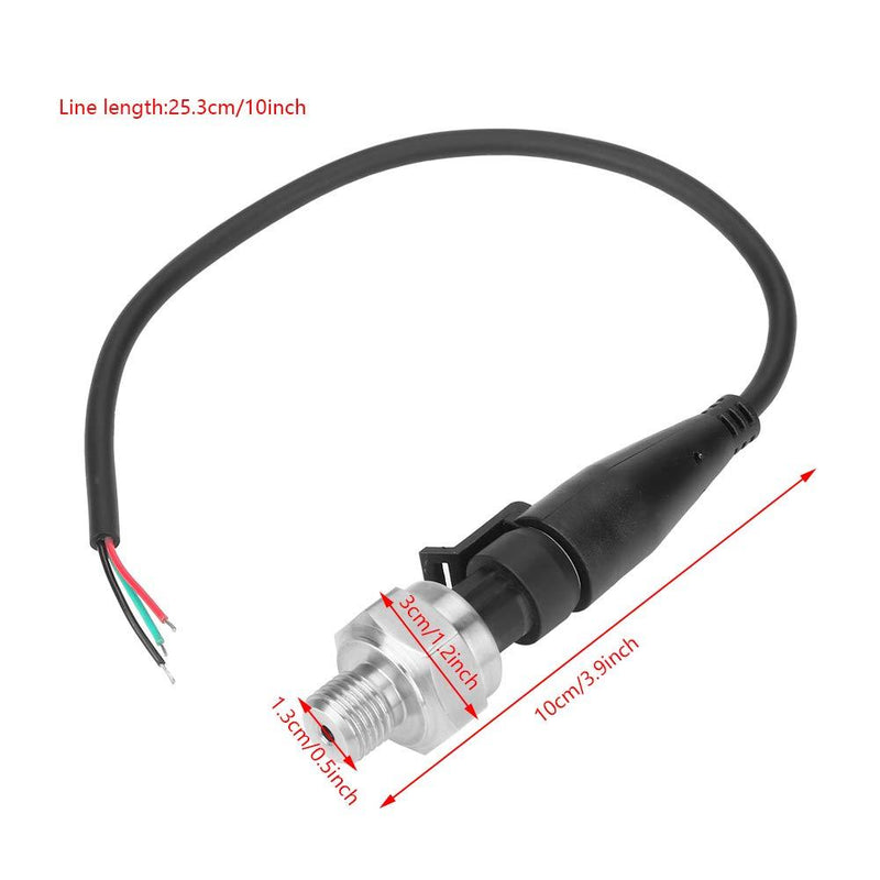 G1/4" Pressure Transducer Sensor Stainless Steel 1% FS Accuracy Analog Sensor Output Signal for Water Gas Oil(0-10PSI)