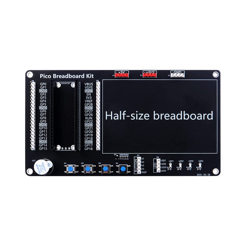 GeeekPi Raspberry Pi Pico Basic Starter Kit, Raspberry Pi Pico BreadBoard Kit with Half-Size Breadboard, Jumper Wire Pack(Raspberry Pi Pico Not Included)