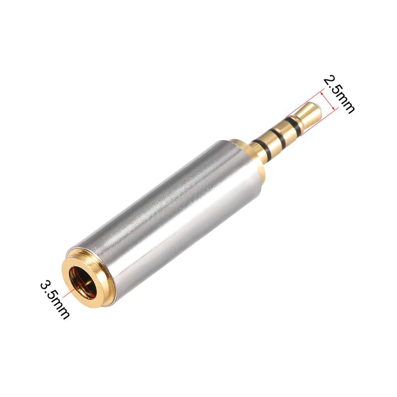 uxcell 2.5mm Stereo 4 Pole Male to 3.5mm Female Connector Audio Video Adapter Coupler Converters Zinc Alloy