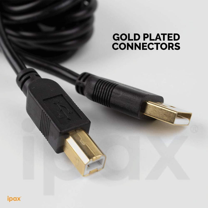 Ipax 15 Ft Long Hi-Speed USB Printer Cable Cord Compatible with Canon Pixma mg2520 iX6820 iP8720 Brother MFC-J870DW HL-L8360CDW HL-L2370DW DCP-L2540DW 15ft Black