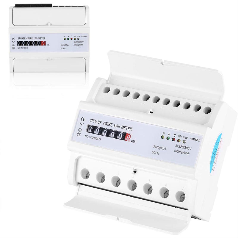Electric Meter KWh Meter 3 Phase 4 Wire LED DIN-Rail Electricity Power Consumption Wattmeter Energy Meter 20(80) A XTM1250S-U
