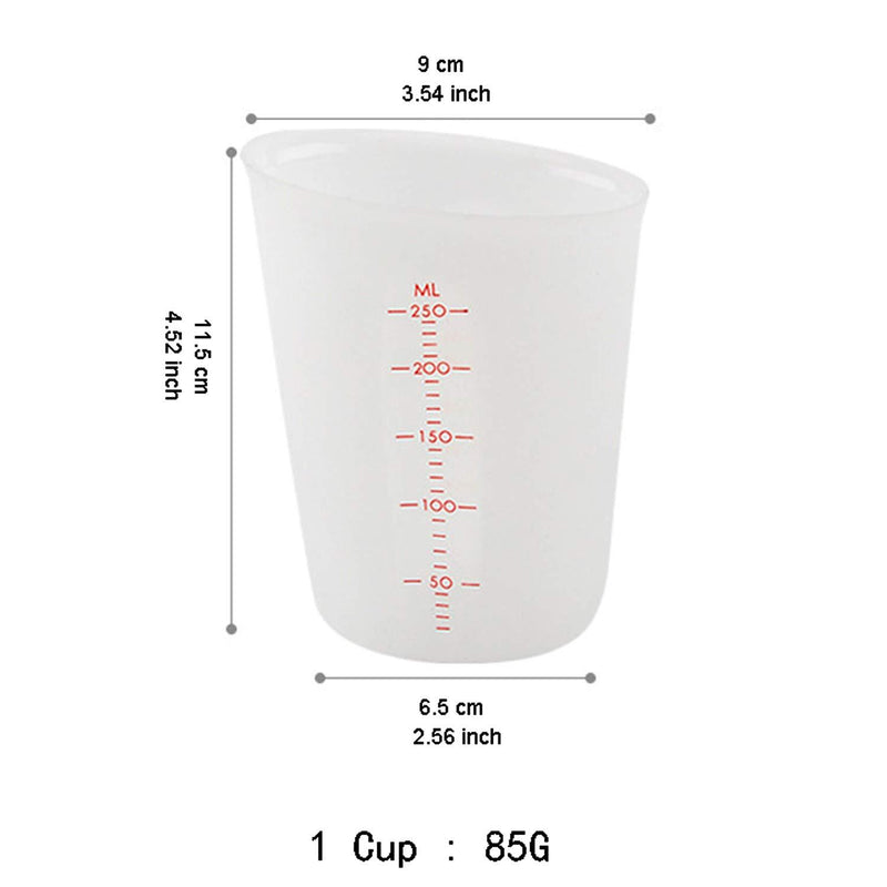 Measuring Cups (2 Cup + 1 Cup) ZUYEE Silicone Flexible Stir and Squeeze Pour Baking Cup Dishwasher Safe BPA Free for Coffee Maker,Butter, Chocolate Mixing Plaster 500 ML + 250 ML