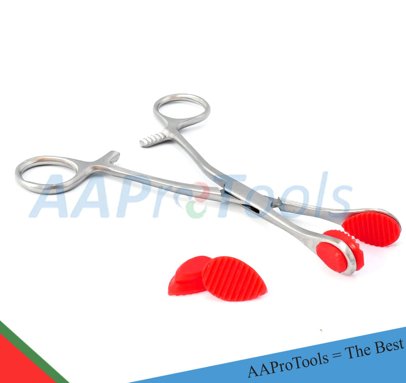 AAProTools Young Tongue Seizing Forceps 6.5" Stainless Steel with Extra 2 Rubber Jaws