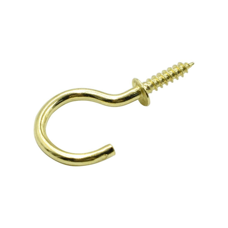 Biaungdo 1" Ceiling Cups Hooks Screw Hooks Ceiling Cup Hooks Self-Tapping Screws Hooks Golden - 100 Pcs 1 Inch Gold