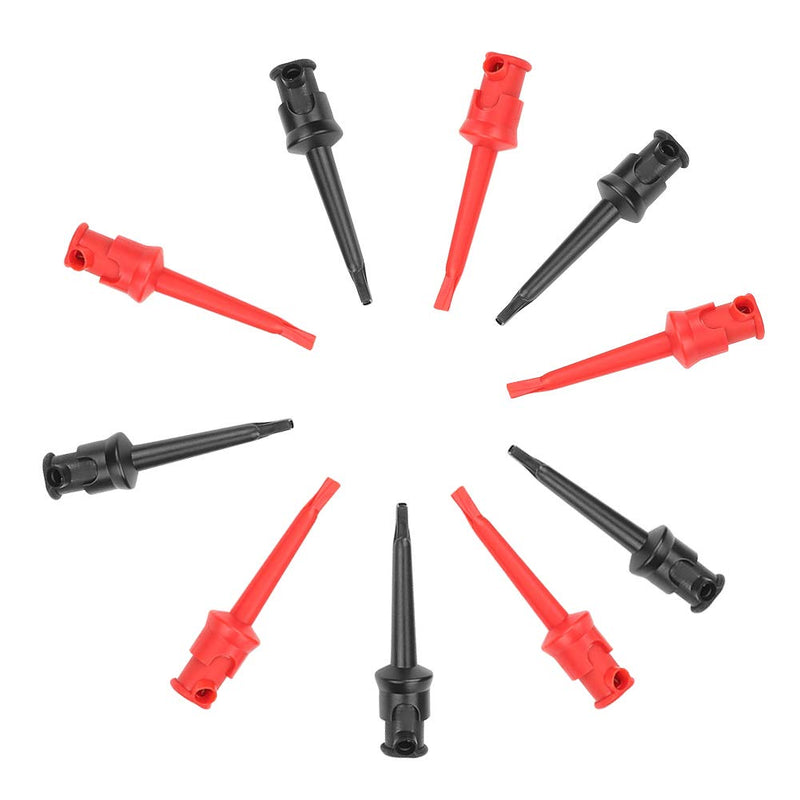 Pack of 10 Multimeter Test Hook Lead Silicone Grabbers Testing Probes Insulation Clip for SMT SMD IC D20 Multimeter Teset Cable 4mm 0.2inch Port Hook Leads (Black & red)