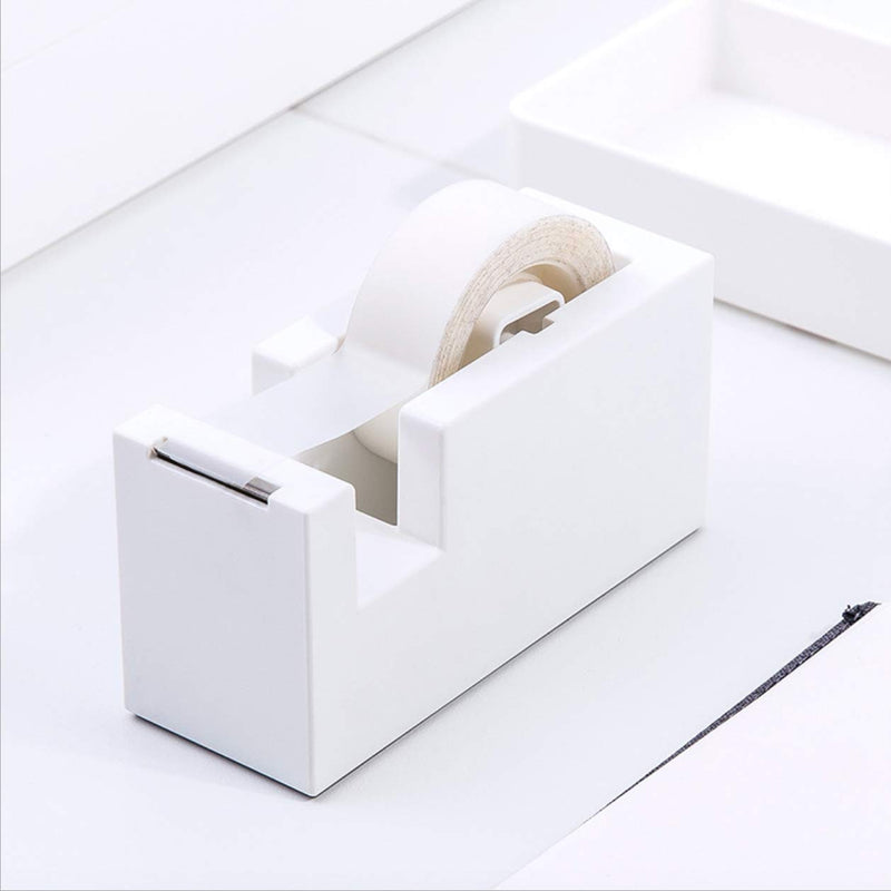 Desktop Tape Dispenser - Silicone Non-Skid Weighted Base Tape Cutter for Office,School and Home Supplies (Pure White) Pure White