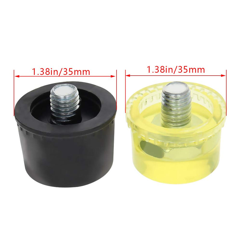 Utoolmart 1.38 inch Diameter Mallet Hammer Replacement Rubber Plastic Striking Head Tip 1set 35mm