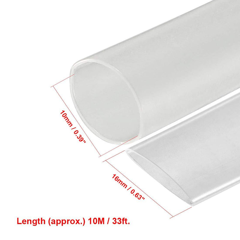 uxcell Heat Shrink Tubing 3/8"(10mm) Dia 16mm Flat Width 10m 2:1 Heat Shrink Tube Wire Wrap Clear