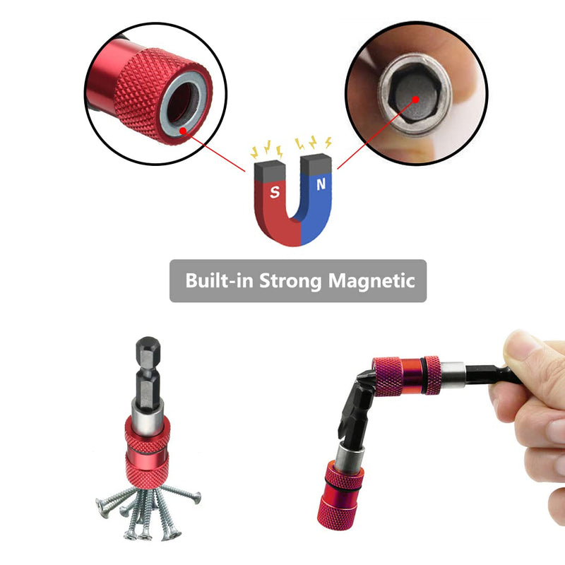 SeonFook 2 PCS Magnetic Bit Holder with Phillips PH2 Screwdriver Bits, 1/4 Inch Hex Shank Driver Bits Adjustable Depth Screw Holder Drywall Screw Bits Setter Dimpler [60mm]