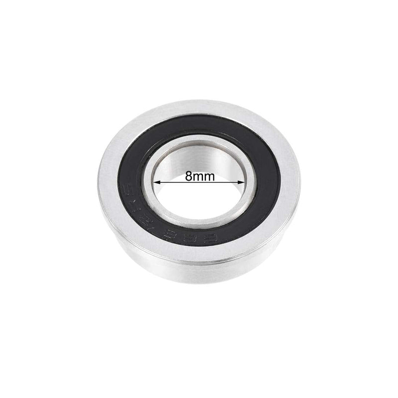 uxcell F688-2RS Flanged Ball Bearing 8x16x5mm Double Sealed Chrome Steel Bearing 10pcs