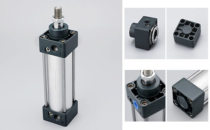 Othmro Air Cylinder 1.26in Bore 5.9in Stroke Double Action Air Cylinder 1/8PT Single Rod Double Acting Aluminium Alloy Penumatic Quick Fitting Air Cylinder for Pneumatic and Hydraulic Systems sliver gray