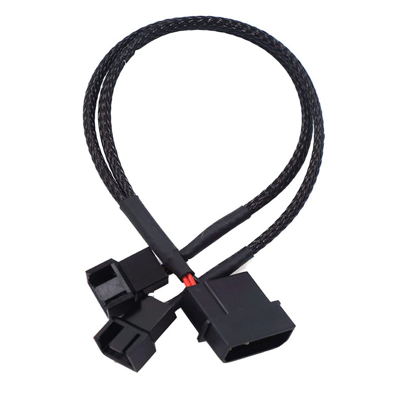 FBHDZVV 2Pcs 4 Pin PWM Fan Splitter Adapter Cable, 4pin MOL-ex Fan Splitter Cable Extension Power Cable 1 to 2 12v Black Sleeved Braided Computer PC Case Cooler Fan Power Splitter Adapter Cable molex 1 to 2