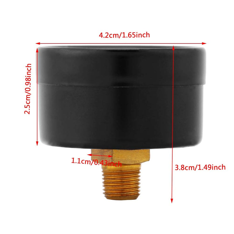 Horizontal pressure gauge, 0-20 bar/0-300 psi 1/8" BSPT mini pressure gauge compressed air water pressure gauge mechanical pressure gauge compressed air pressure gauge for fuel air oil water