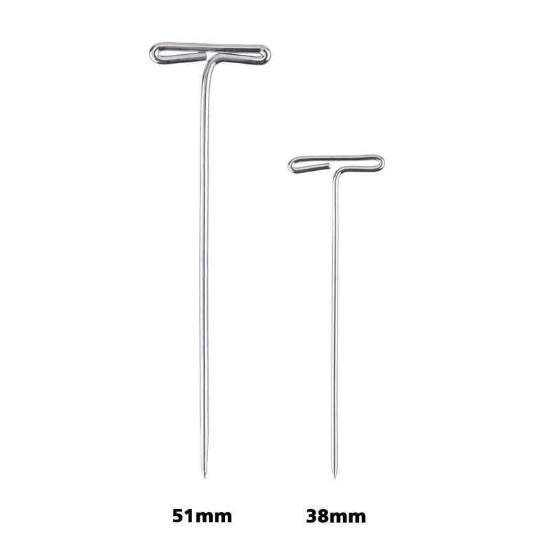 Blulu Steel T-pins for Blocking Knitting, Modelling and Crafts 150 Pieces (2 Inch, 1-1/2 Inch) 2 Inch, 1-1/2 Inch