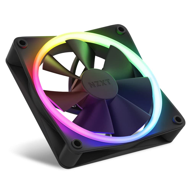 NZXT F120 RGB Fans - RF-R12SF-B1 - Advanced RGB Lighting Customization - Whisper Quiet Cooling - Single (RGB Fan and Controller REQUIRED & NOT INCLUDED) -120mm Fan - Black 120mm Single Pack Black
