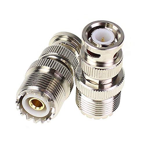 BNC Male to UHF Female PL259 Female to BNC Male SO-239 RF Coaxial Coax Adapter 2Pcs