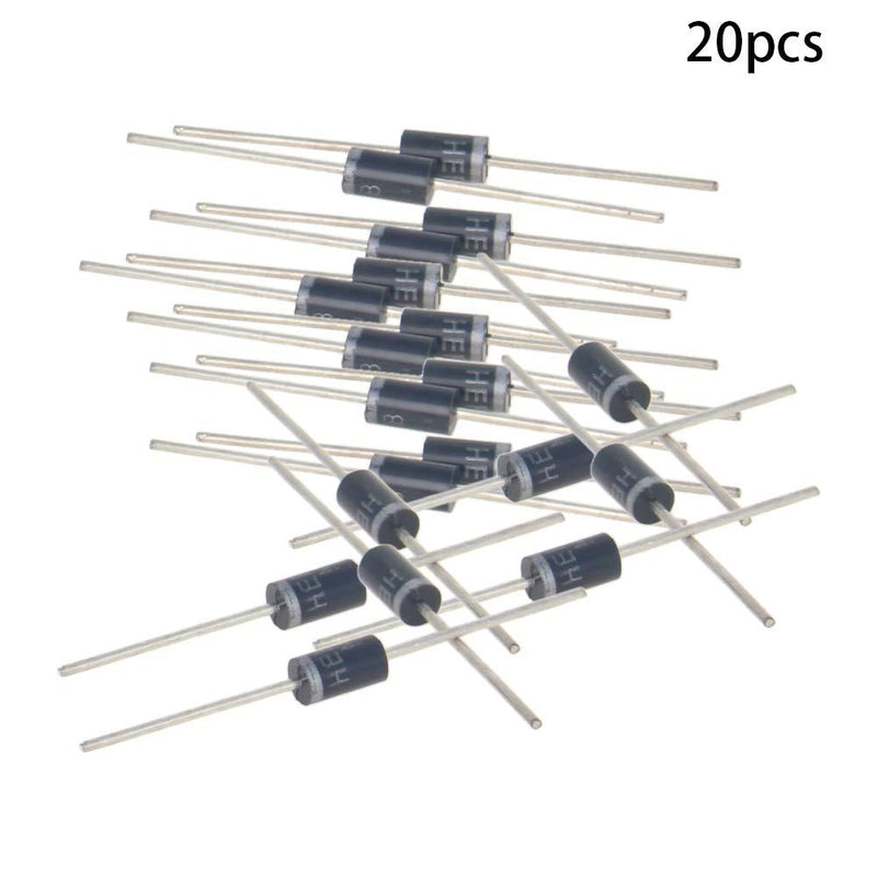 Fielect 20Pcs 3A 60V Schottky Rectifier Diode SR360 Axial Schottky Blocking Diodes SR360 ; 20pcs