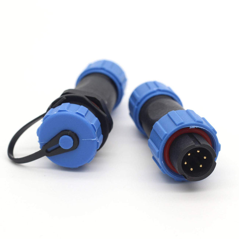 SZJELEN SP13 2pin/3pin/4pin/5pin/6pin/7pin/ 9pin IP67 Waterproof Connector Plug Socket,Electrical Wire Connector (6pin, Pair-Plug(Male)&Socket(Female)) 6pin Pair--Plug(male)&Socket(female)