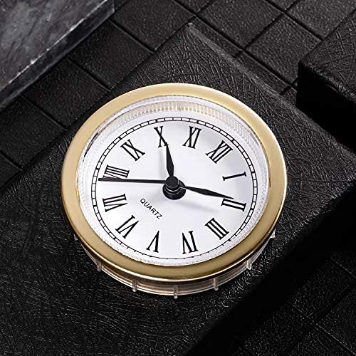 Hicarer 2.4 Inch (61 mm) Quartz Clock Fit-up/Insert with Roman Numeral, Quartz Movement (Gold Rim) Gold Rim