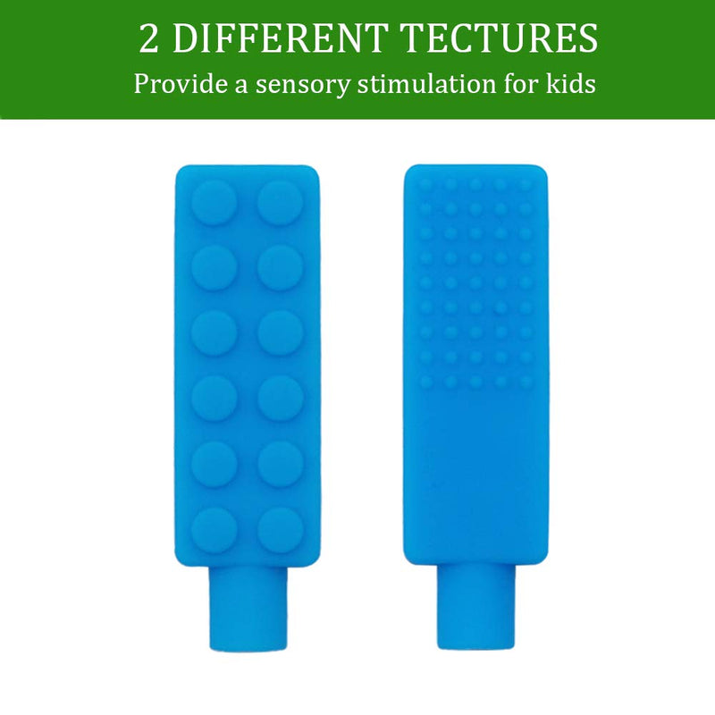 Chewable Pencil Toppers for Sensory Kids Boys and Girls (6 Pack), Silicone Rainbow Pencil Chew Toppers for Chewers with Special Oral Motor Needs, Chewing Brick Pencil Toppers for Children