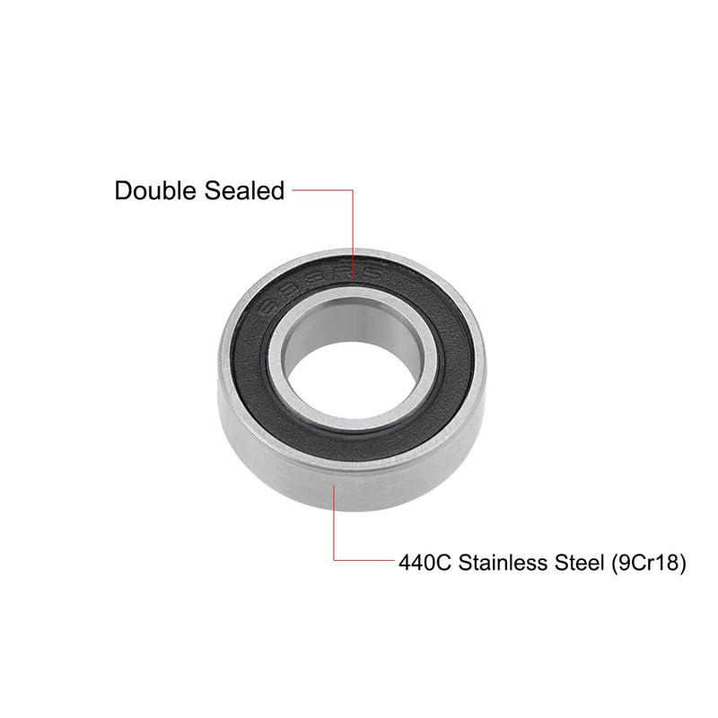uxcell S688-2RS Stainless Steel Ball Bearing 8x16x5mm Sealed 688-2RS Bearings 2pcs