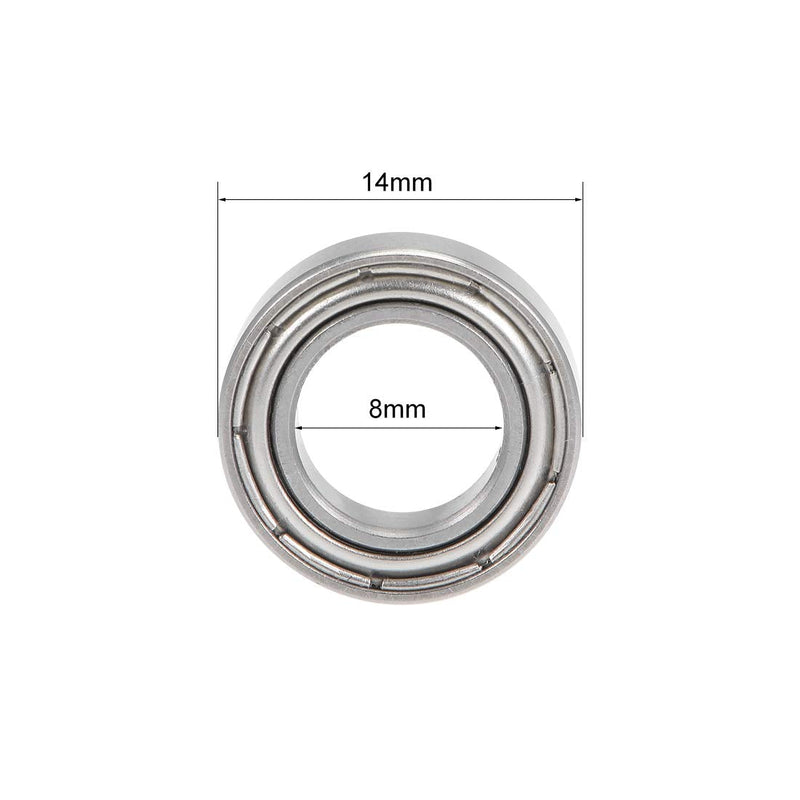 uxcell SMR148ZZ Deep Groove Ball Bearings 8mm x 14mm x 4mm Double Shielded Stainless Steel 2pcs 8x14x4mm