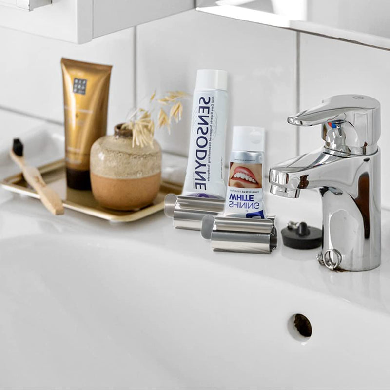 Toothpaste Squeezer - Metal Tube Squeezer Stainless Steel Tube Wringer UDQYQ Toothpaste seat Holder Stand (Silver) Silver