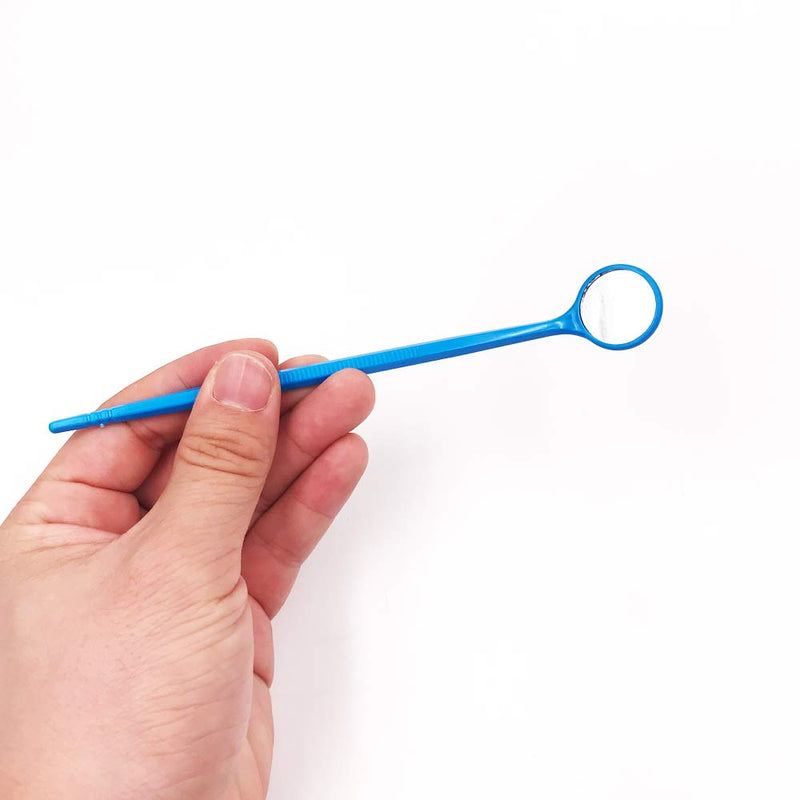 TENFLY 100pcs Disposable Dental Exam Mouth Mirrors Oral Dental Mirror Plastic Dental Instrument (Blue)