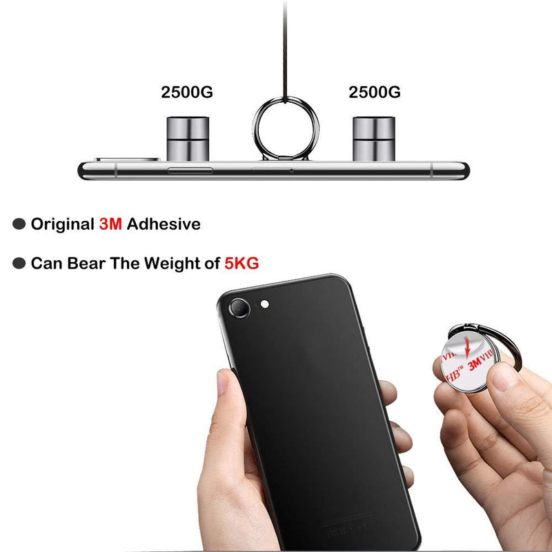 Cell Phone Ring Holder Finger Kickstand - Pikabo 360 Degree Rotation Metal Ring Grip for Magnetic Car Mount Compatible with iPhone, Samsung, All Smartphone. (Glitter Black) Glitter Black