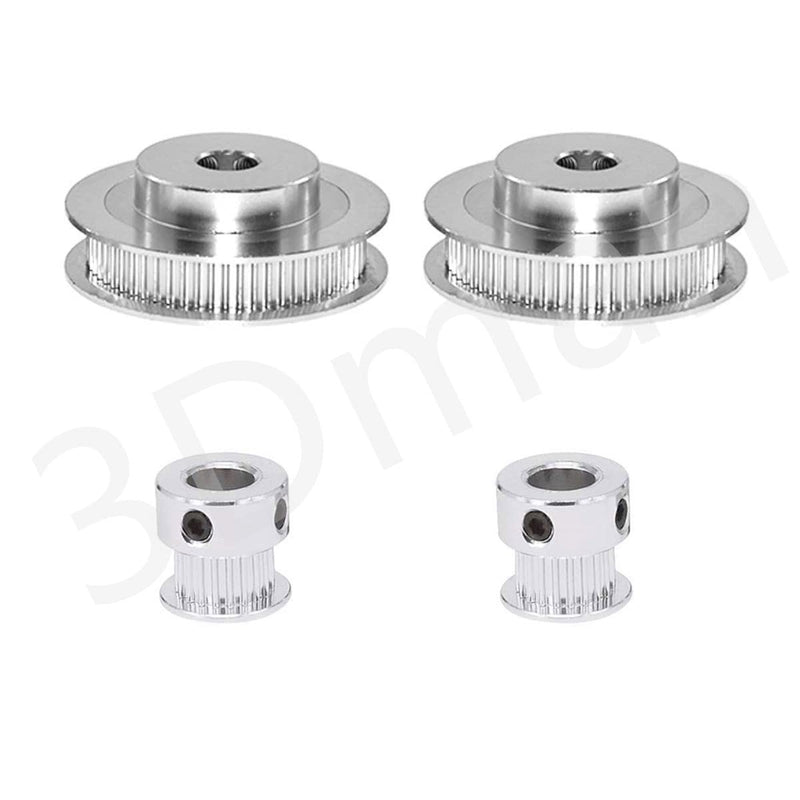 3Dman 2Kit 2GT Synchronous Wheel 20&60 Teeth 8mm Bore Aluminum Timing Pulley with 2pcs Length 200mm Width 6mm Belt 60 Teeth 8mm bore