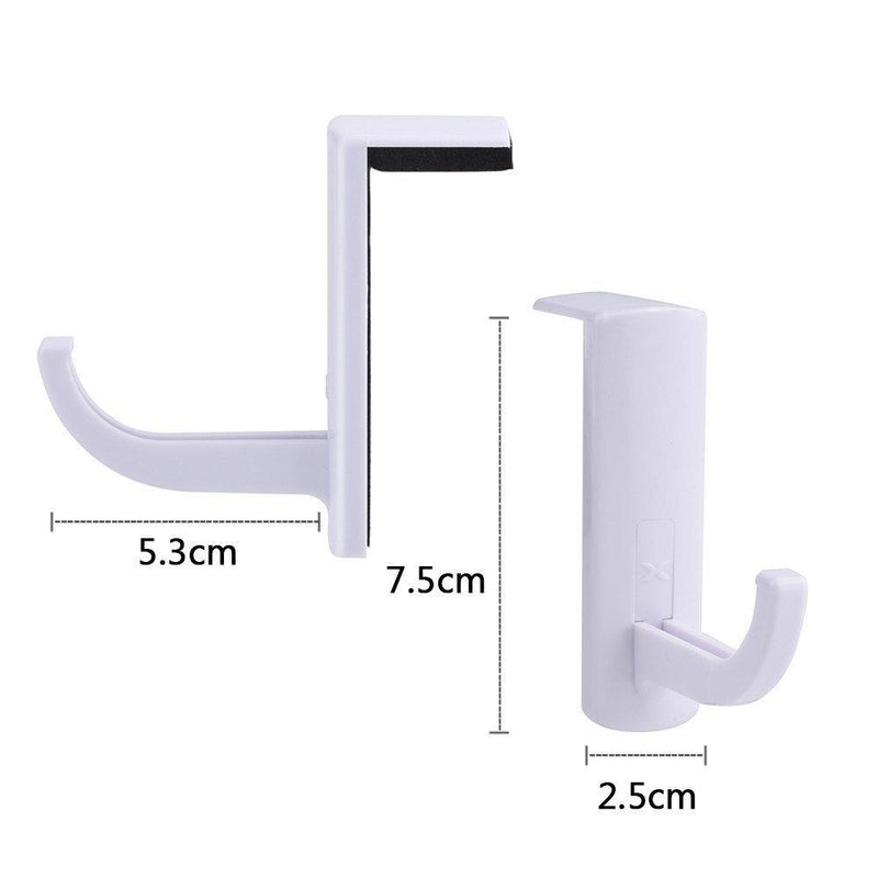 AKOAK 2 Pcs Headphone Headset Hanger Monitor Stand Holder Headset Stick-on Hook for Home and Office,White