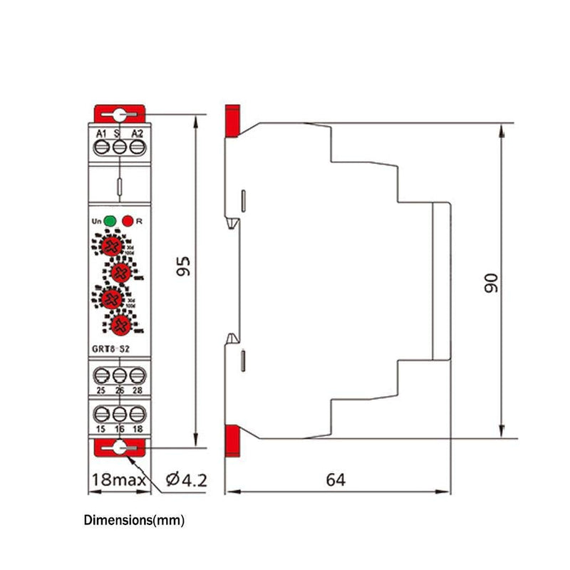 GRT8-S1 Mini Asymmetric Cycle Timer ON/Off Repeat Cycle Time Relay AC/DC 12V~240V (50-60Hz)