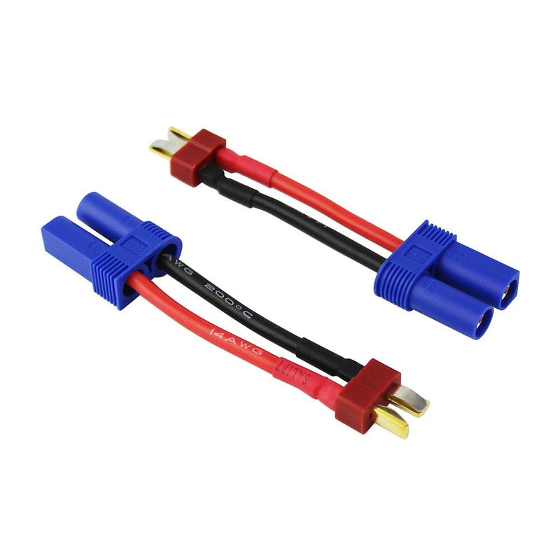 OliYin 3pcs Male Deans T-Plug to Female EC5 Losi Connector Adapter with 14awg 1.96inch Wire for Brushless LiPO Battery(Pack of 3)