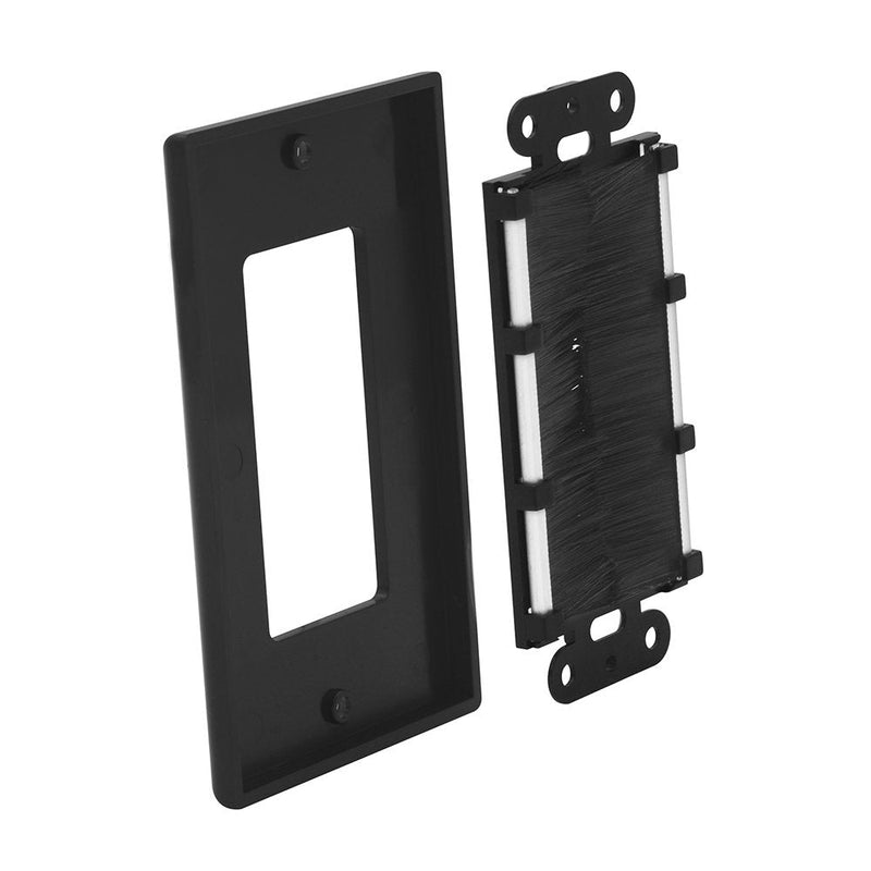 VCE 2-Pack Single Brush Wall Plate Cable Pass Through Insert for Wires, Single Gang Cable Access Strap, Wall Socket for HDTV, Home Theater Systems - Black
