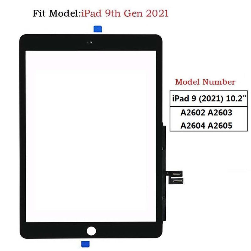 Zentop Touch Screen Digitizer for Black iPad 9 2021 9th Generation 10.2" A2602 A2603 A2604 A2605 Front Glass Assembly Replacement with Toolkit (Without Home Button)