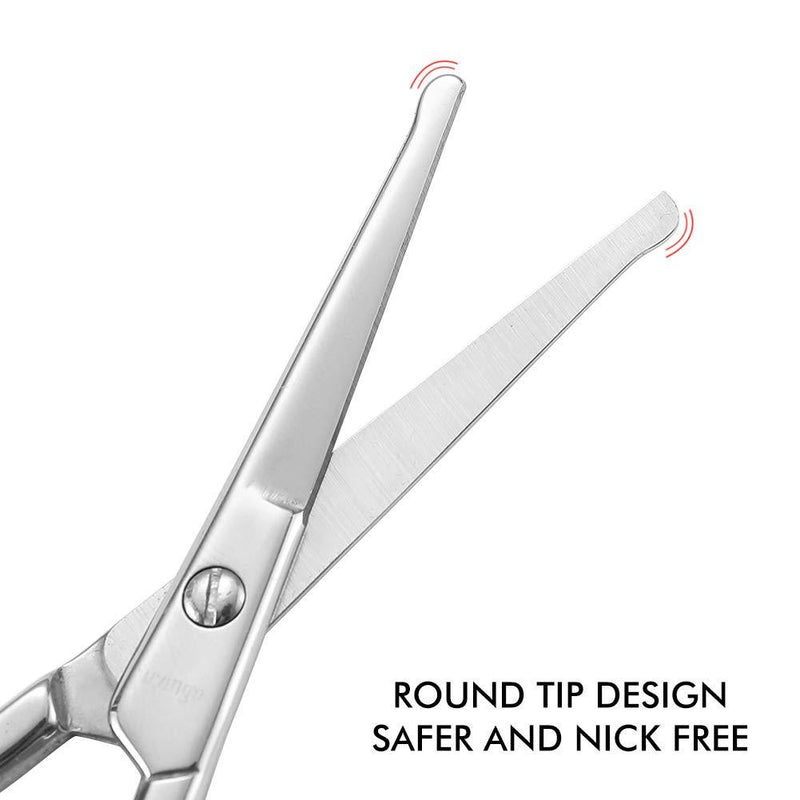LIVINGO Premium Curved and Rounded Nose Hair Scissors for Men, 2 PC Set Nail Cuticle Manicure Scissors Shears Kit for Beard/ Mustache, Ear, Facial Hair, Eyebrows, Eyelashes for Women