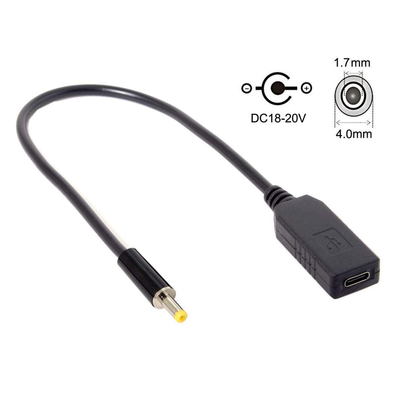 Cablecc USB 3.1 Type C USB-C to DC 20V 4.0x1.7mm Power Plug PD Emulator Trigger Charge Cable for Laptop DC 4.0-1.7MM