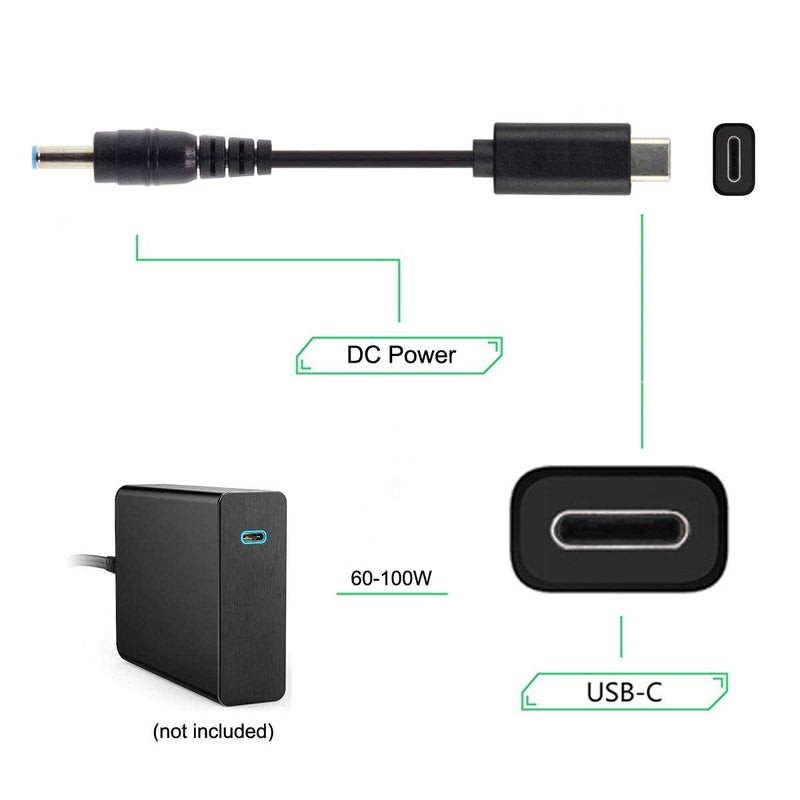 chenyang CY DC 4.5mmx3.0mm to Type C USB-C Input Cable for Laptop (4.5mmx3.0mm Blue to USB-c)