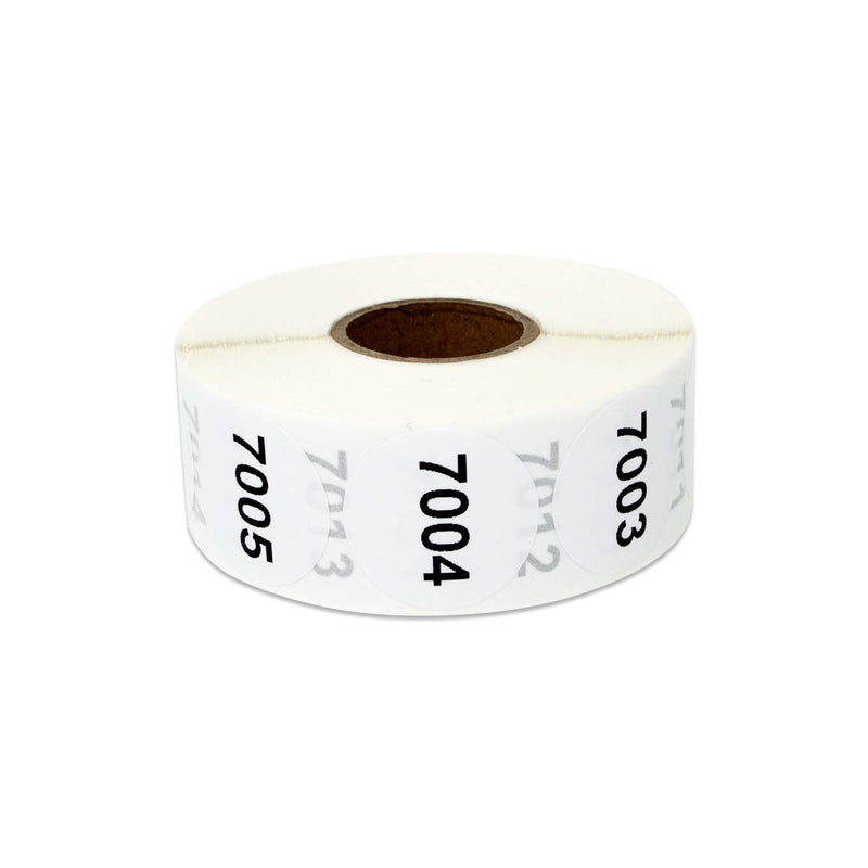 5000 Labels - 5001 to 10000 Consecutive Number Sticker Bundle for Inventory Counting Warehouse Quatlity Control (1 inch, Round - 5 Rolls) 5001 - 10000