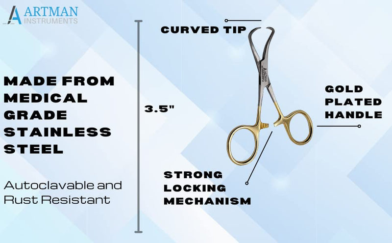 Towel Clamp Backhaus Forceps Gold Plated 3.5" Medical Surgical Instrument ARTMAN