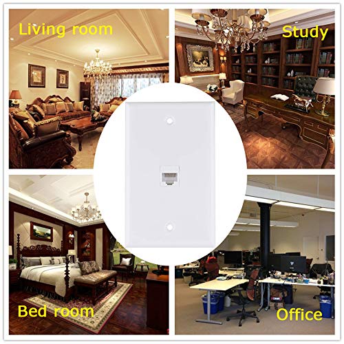Ethernet Wall Plate, 1 Port Cat6 Keystone Female to Female Wall Plate - White 1 CAT6