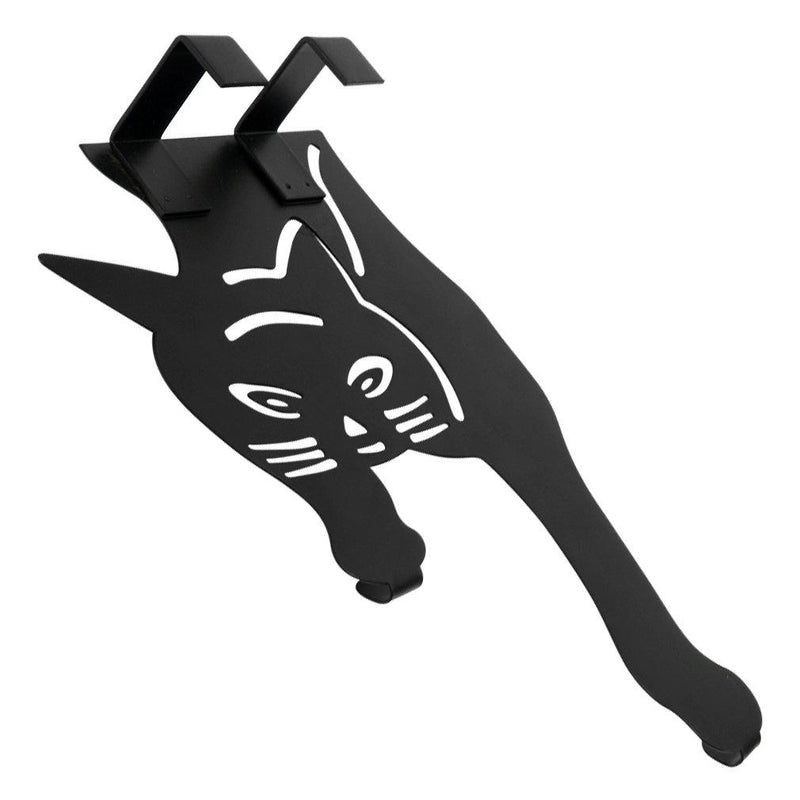 Evelots Kitty Cat Hanger Hooks - [Set of 2] 9.84 x 6 x 1.75 in, Black, Over The Door Metal Hanger, Space Saving, Compact Design, Rust-Free Black Coating, Home/Office/Storage | Home Accessories Set of 2