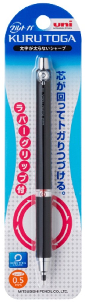 uni Mechanical Pencil, Kuru Toga Rubber Grip Model 0.5mm, Black (M56561P.24)