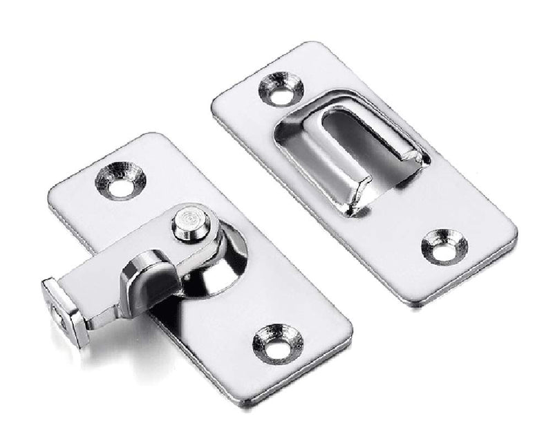 Door Hasp Latch 90 Degree, Stainless Steel Safety Angle Locking Latch for Push/Sliding/Barn Door, Satin Nickel MK2 1pcs small