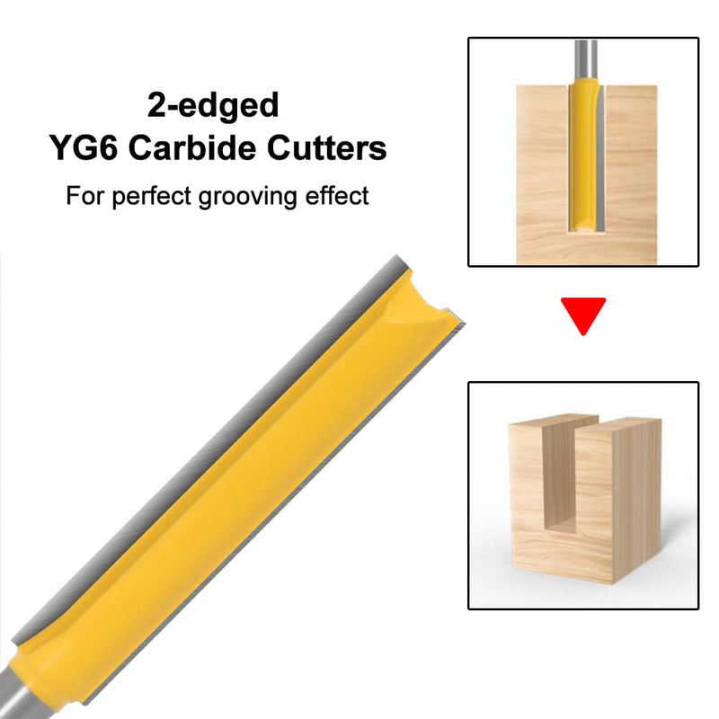 ASNOMY Pack of 3 8 mm shaft extension cutters for router, extra long flush cutter, groove cutter, wood cutter, for wood, extra long cutting length -50mm, 63mm, 76mm