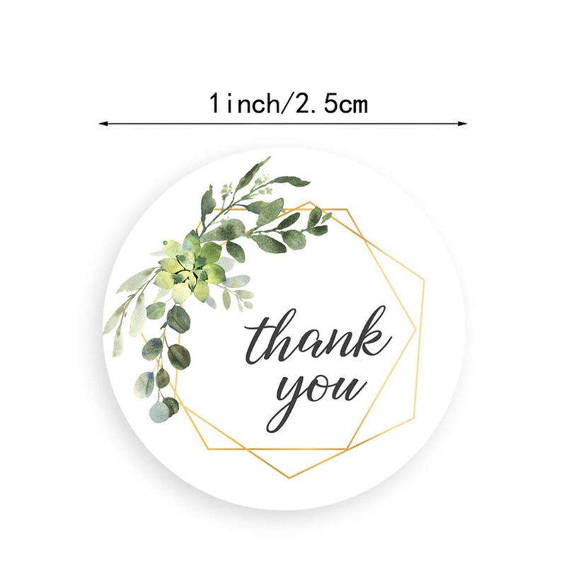 Thank You Stickers Roll, 1inch 1000PCS Leaf Frame Self-Adhesive Thank You Labels with 4 Different Designs, Great for Wedding, Small Business, Bakeries, Handmade Goods